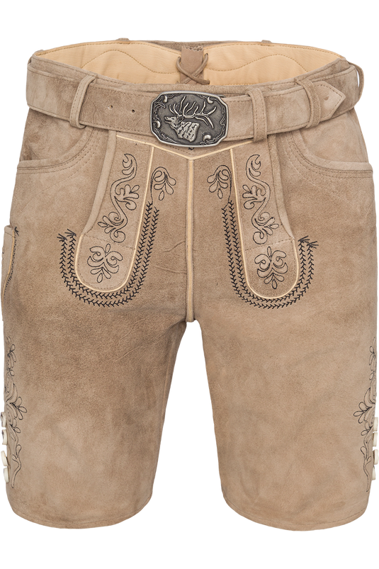 Herren Lederhose kurz mit Gürtel - linde schwarz