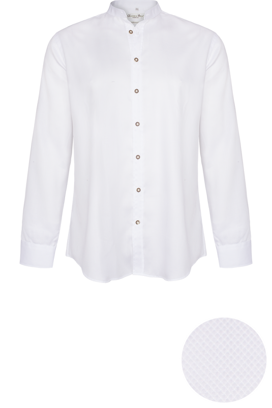 Herren Trachtenhemd Gweih & Silk Altmühlsee 01/202 in WEIß - Vorderansicht mit Stoffdetail