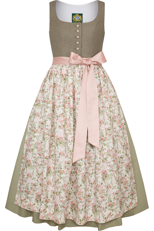 Leinendirndl lang mit floralem Muster