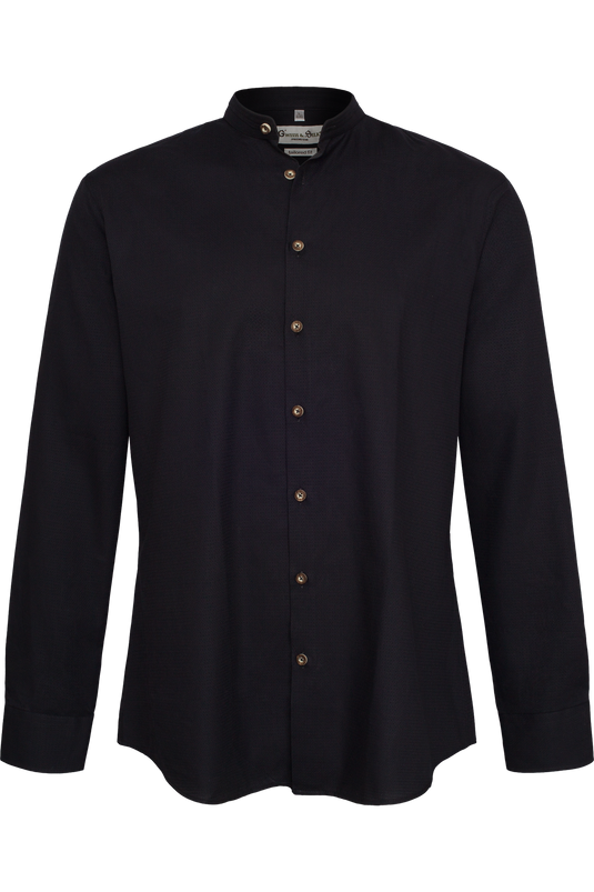 Herren Trachtenhemd Gweih & Silk ALPSEE 13/261 in schwarz - Vorderansicht